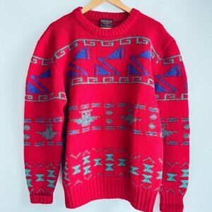 Vintage Chaps Ralph Lauren Shetland Wool Southwestern Print Sweater XL